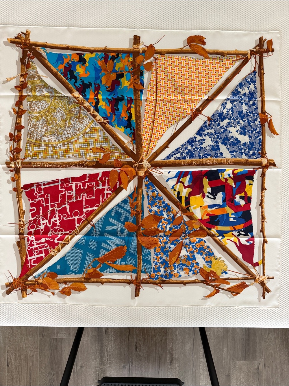 Hermes “Le Robinson Chic” silk twill scarf